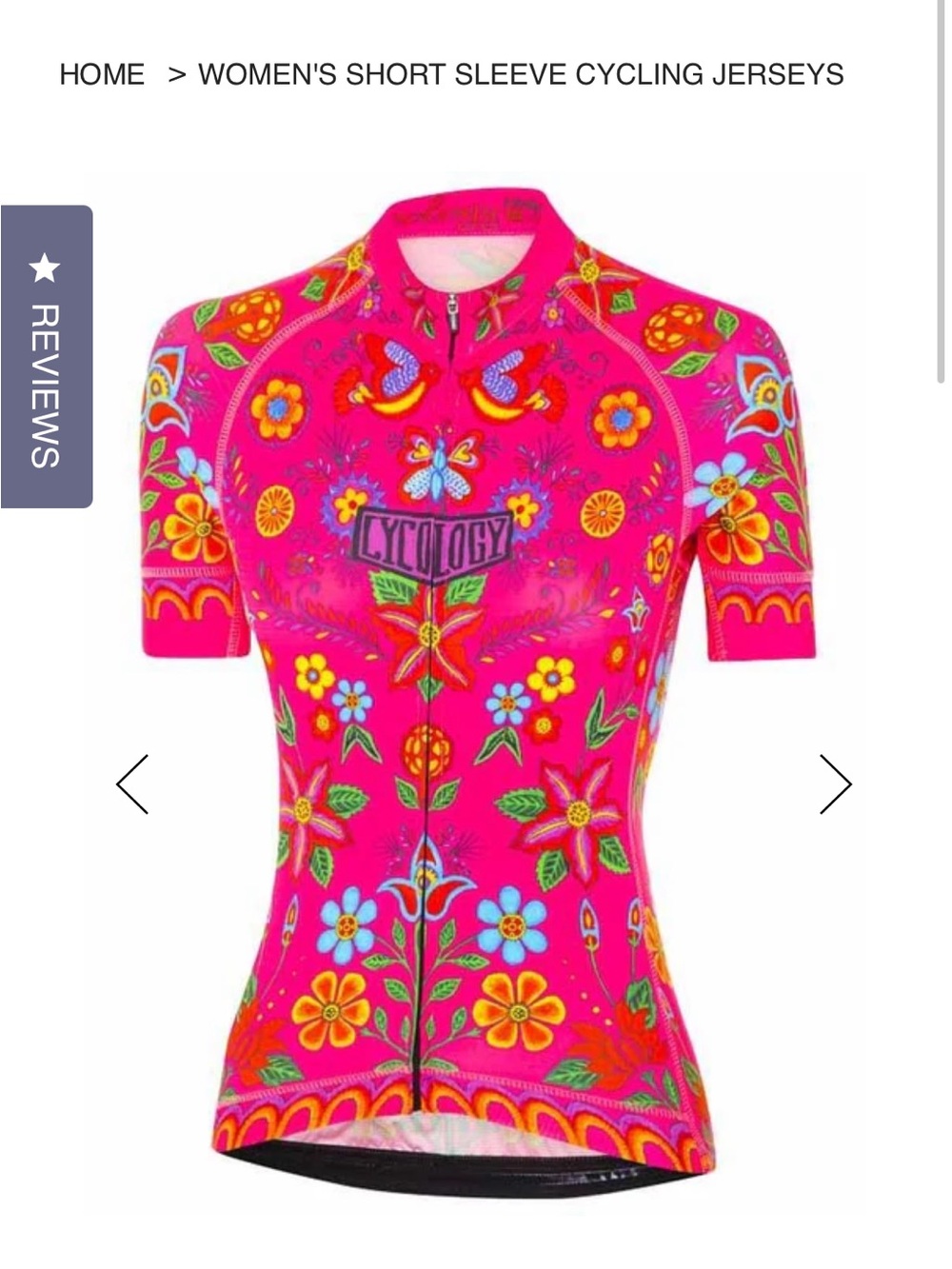 Cycology Frida Women’s Short Sleeve Cycling Jersey in Hot Pink Floral, SZ Medium